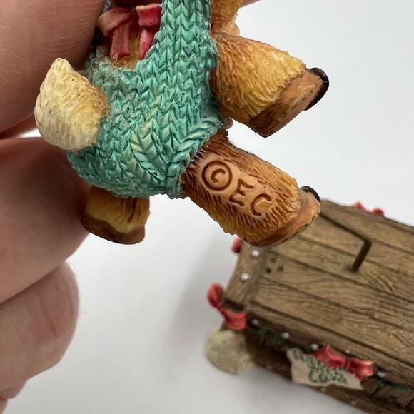 Vintage Enesco Santa's Special DEERlivery Baby Deer Ornament & Stand 1995 - Picture 6 of 11